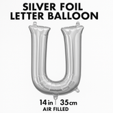 Silver Foil Letter "U" Balloon - Air Filled